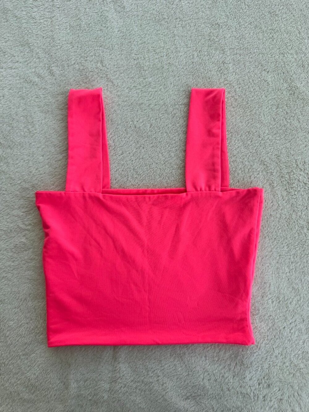 Neon Pink Crop Top Wide Strap Square Neckline Size XS